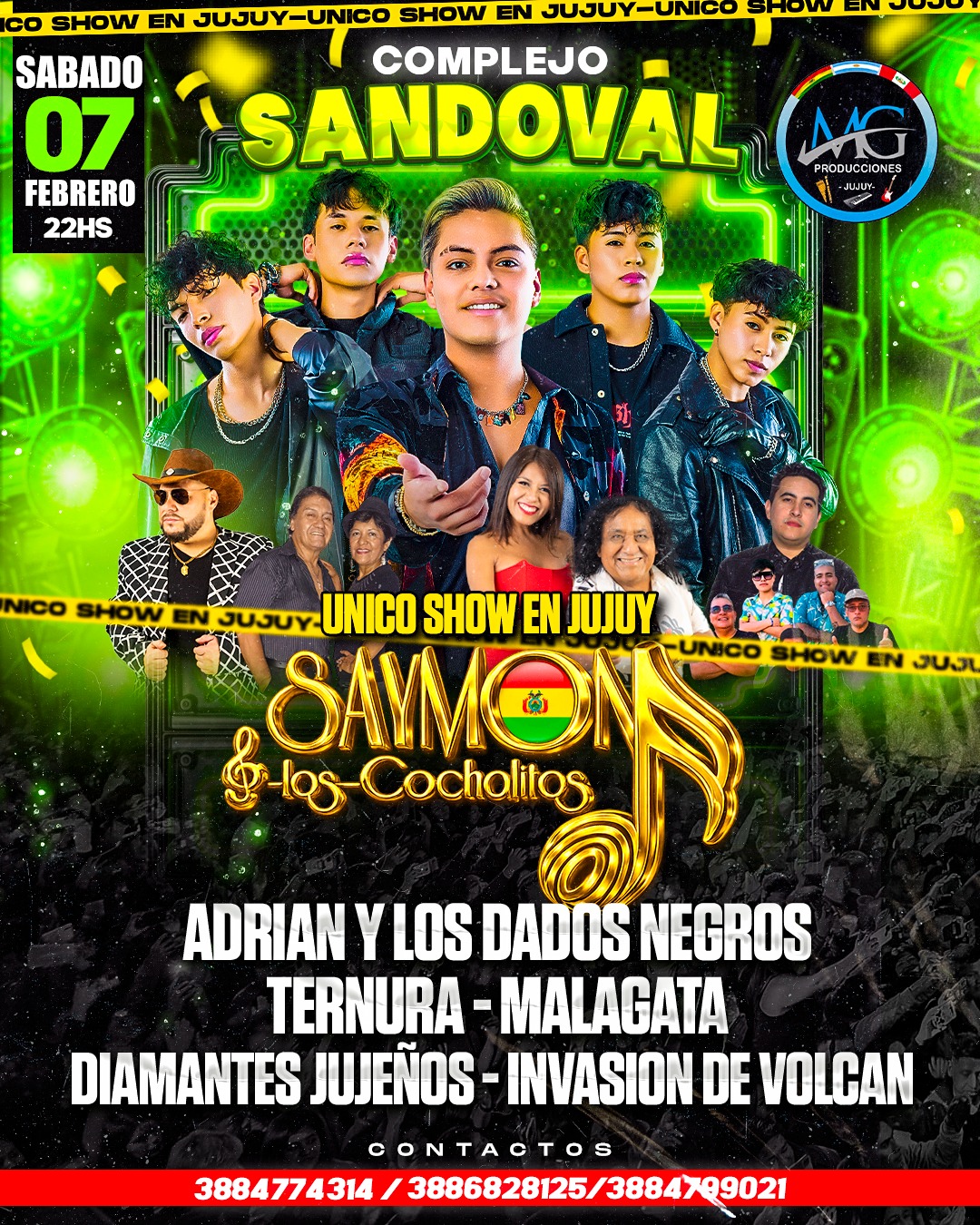 Jujuy se prepara para una noche histórica Saymon y Los Cochalitos llegan al Complejo Sandoval