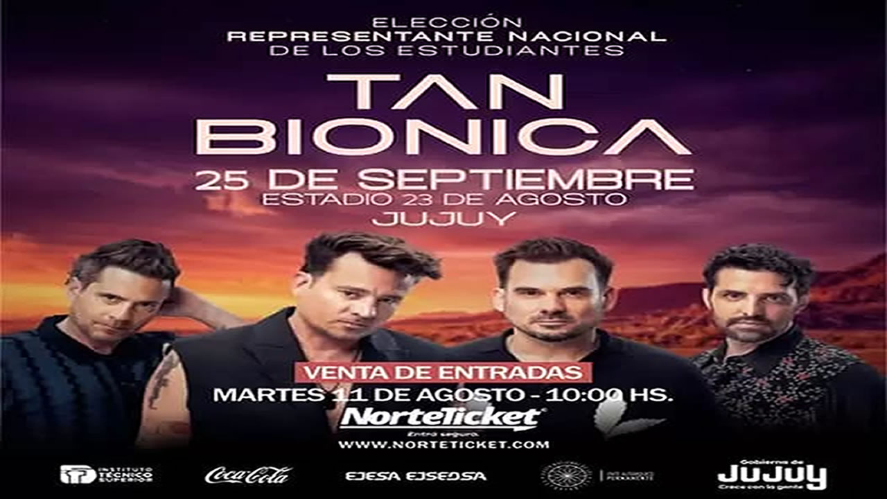 Tan Biónica en Jujuy la banda liderada por Chano cerrará la Elección Nacional de la FNE 2026