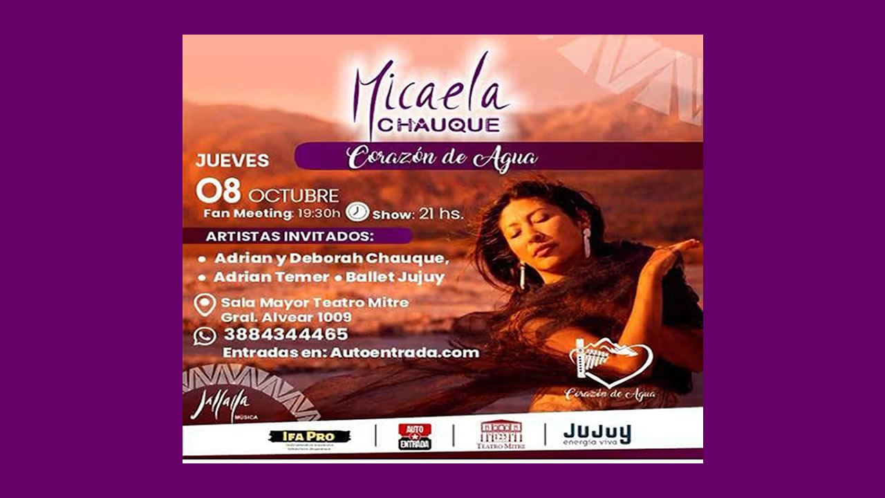 Micaela Chauque presenta su espectáculo "Corazón de Agua" en el Teatro Mitre